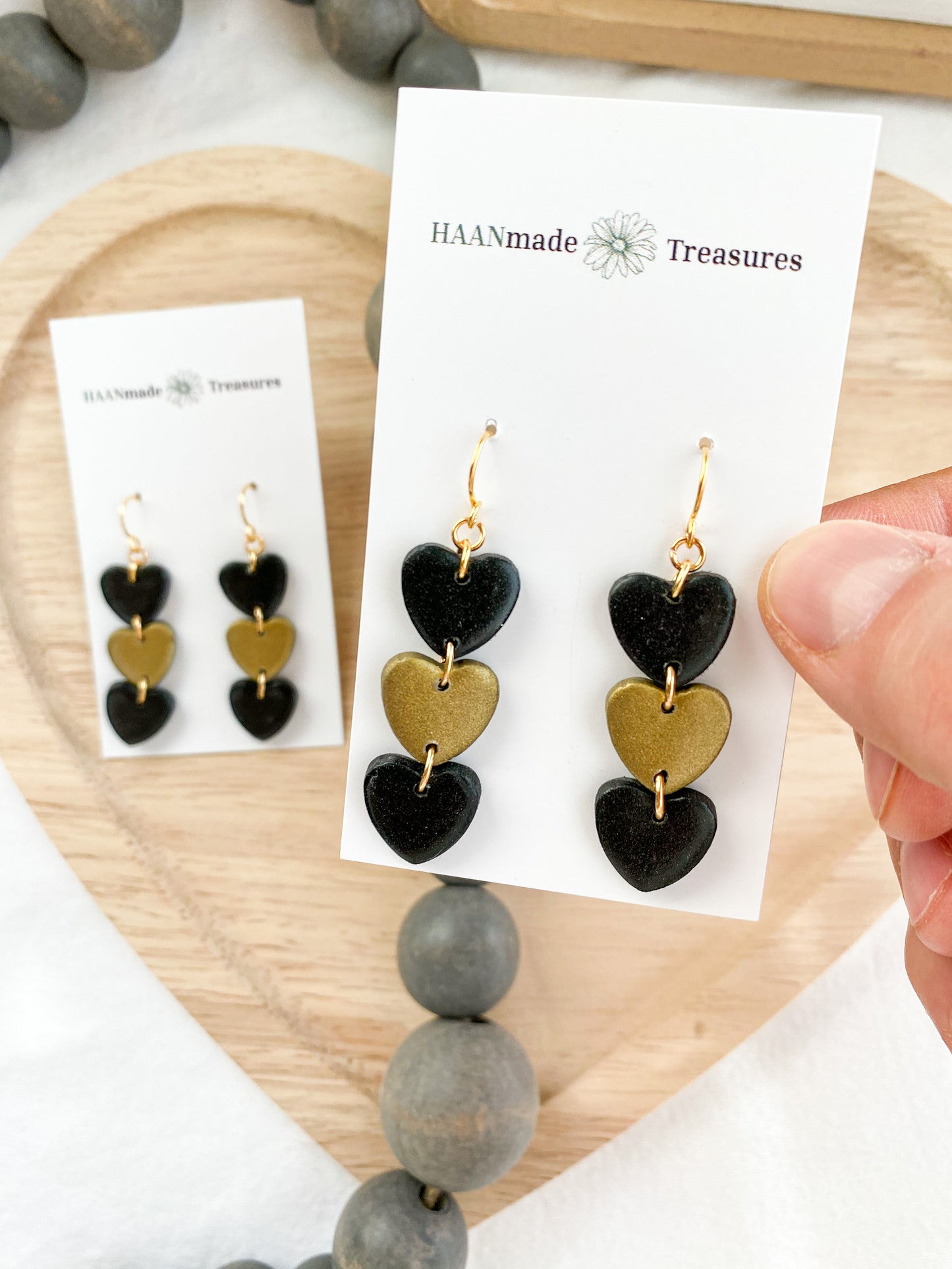 Black & Gold Stacked Hearts