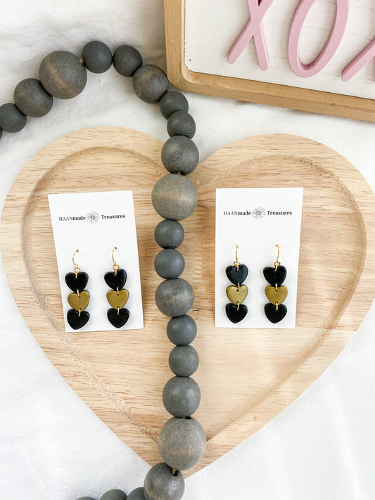 Black & Gold Stacked Hearts