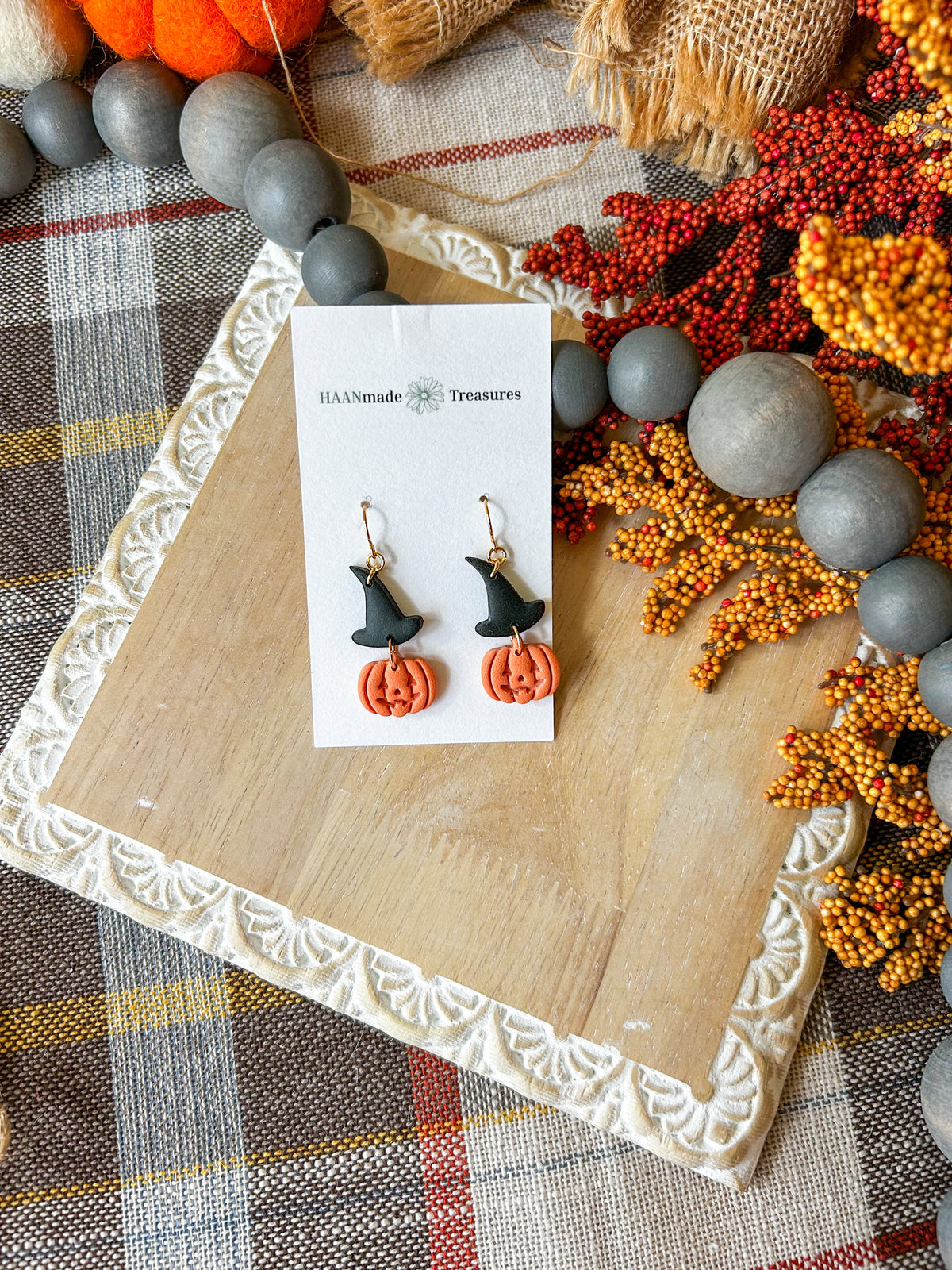 Pumpkin Witch Hat Earrings