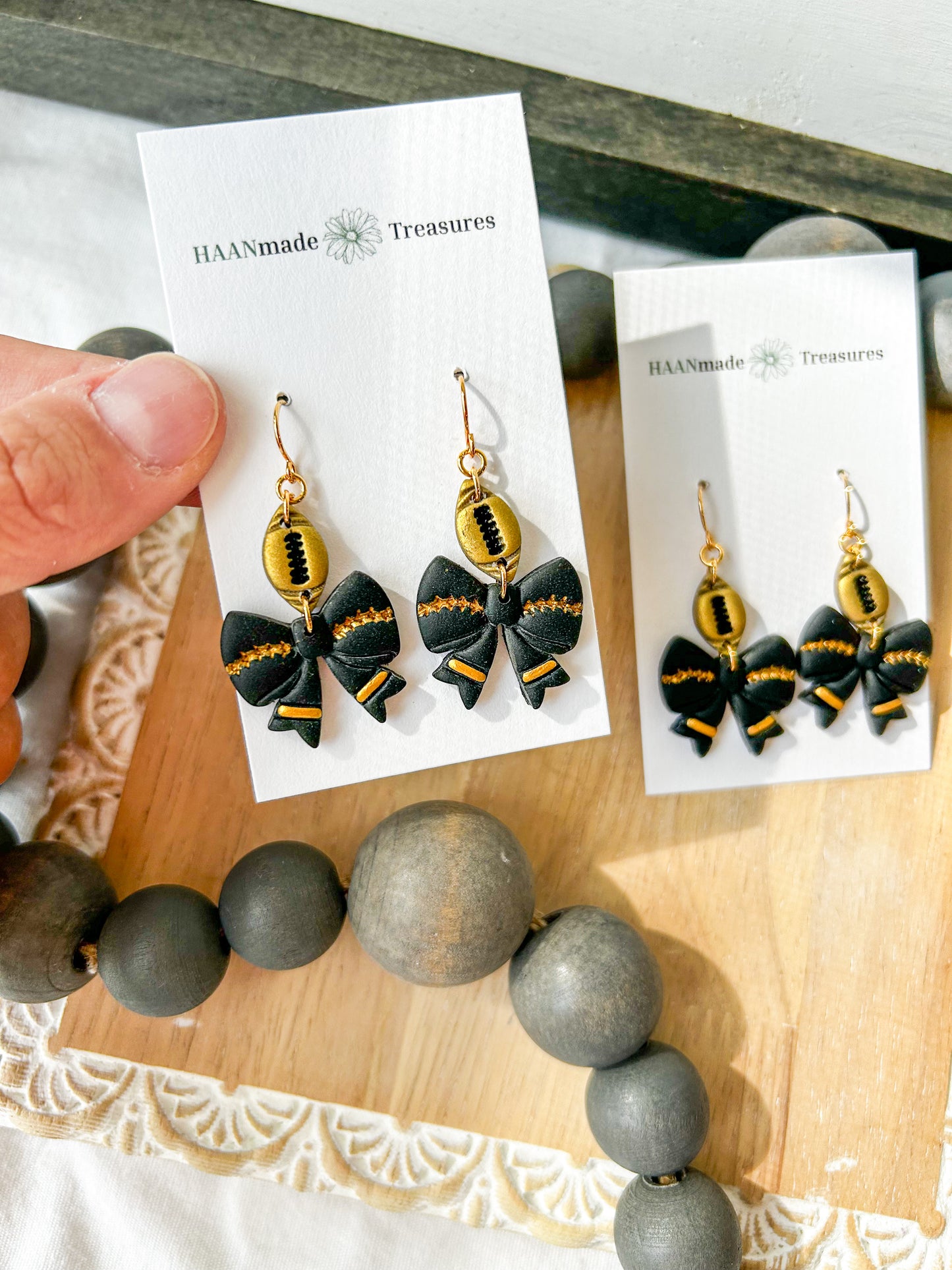 Black and Gold Football Bows