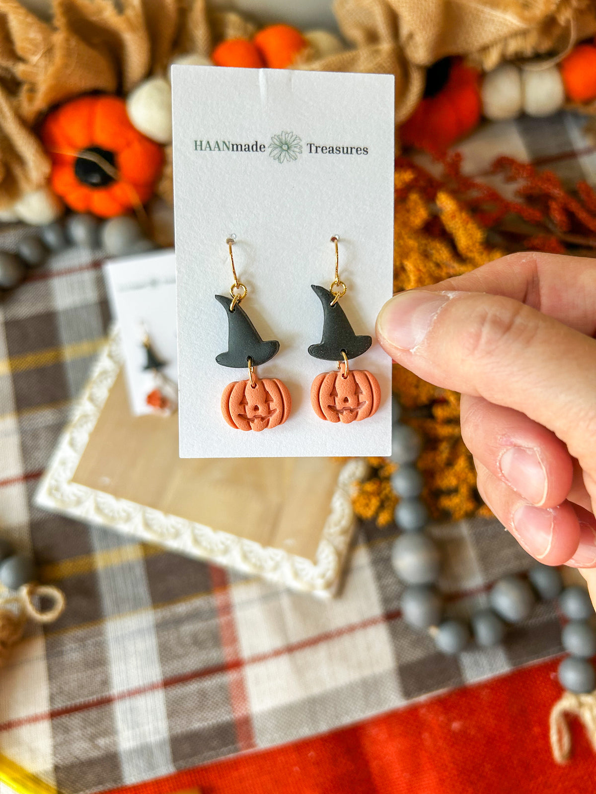 Pumpkin Witch Hat Earrings