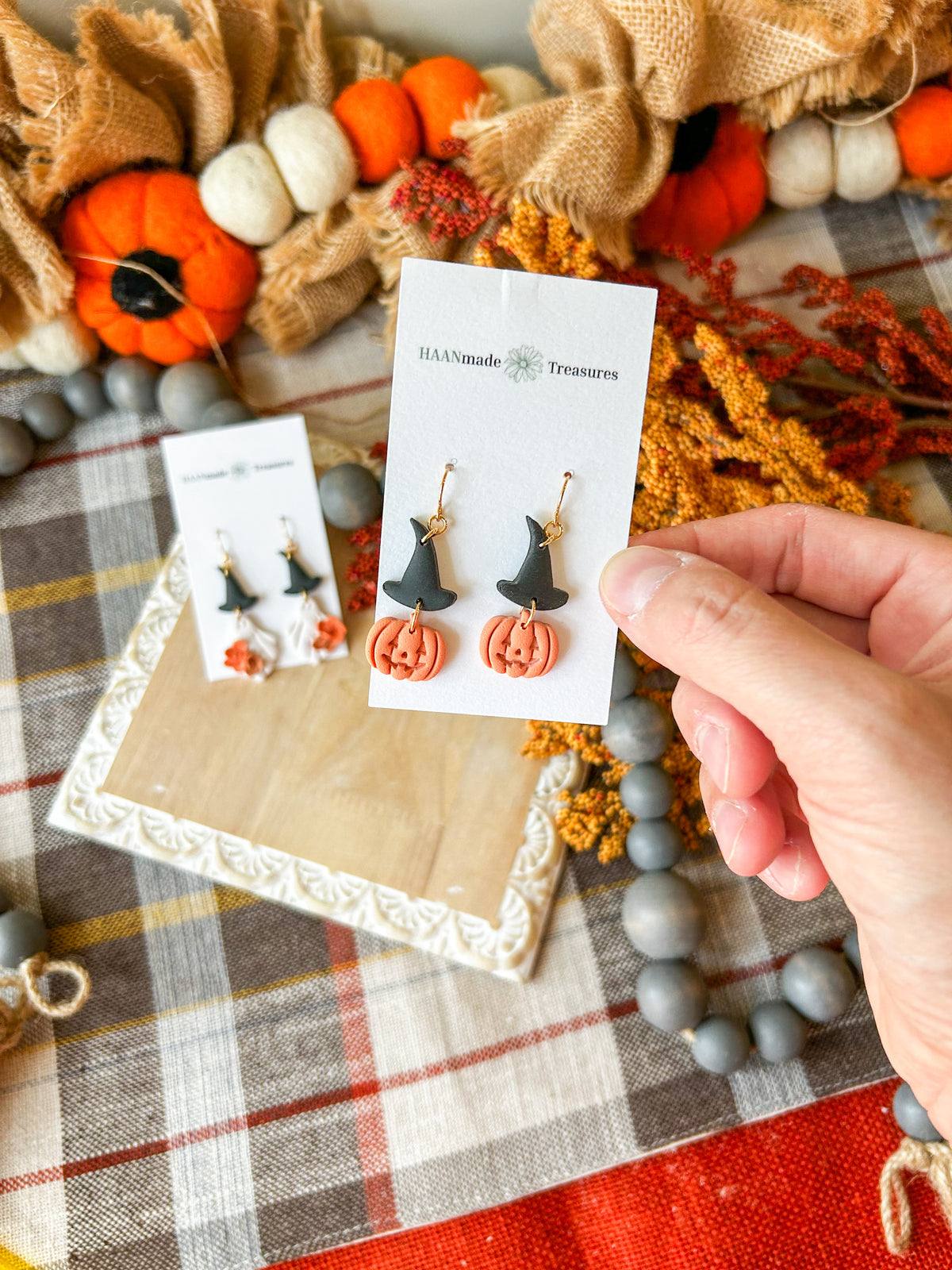 Pumpkin Witch Hat Earrings