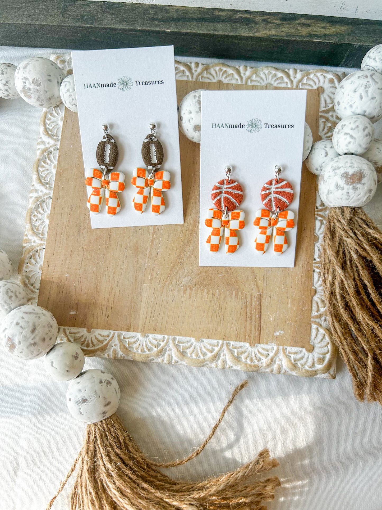 Bright Orange Bow Earrings