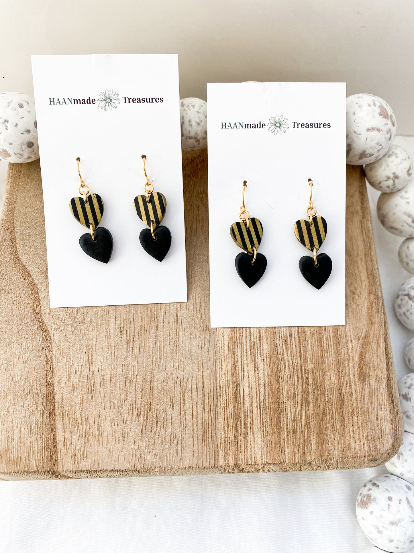 Candy Stripe Heart Dangles