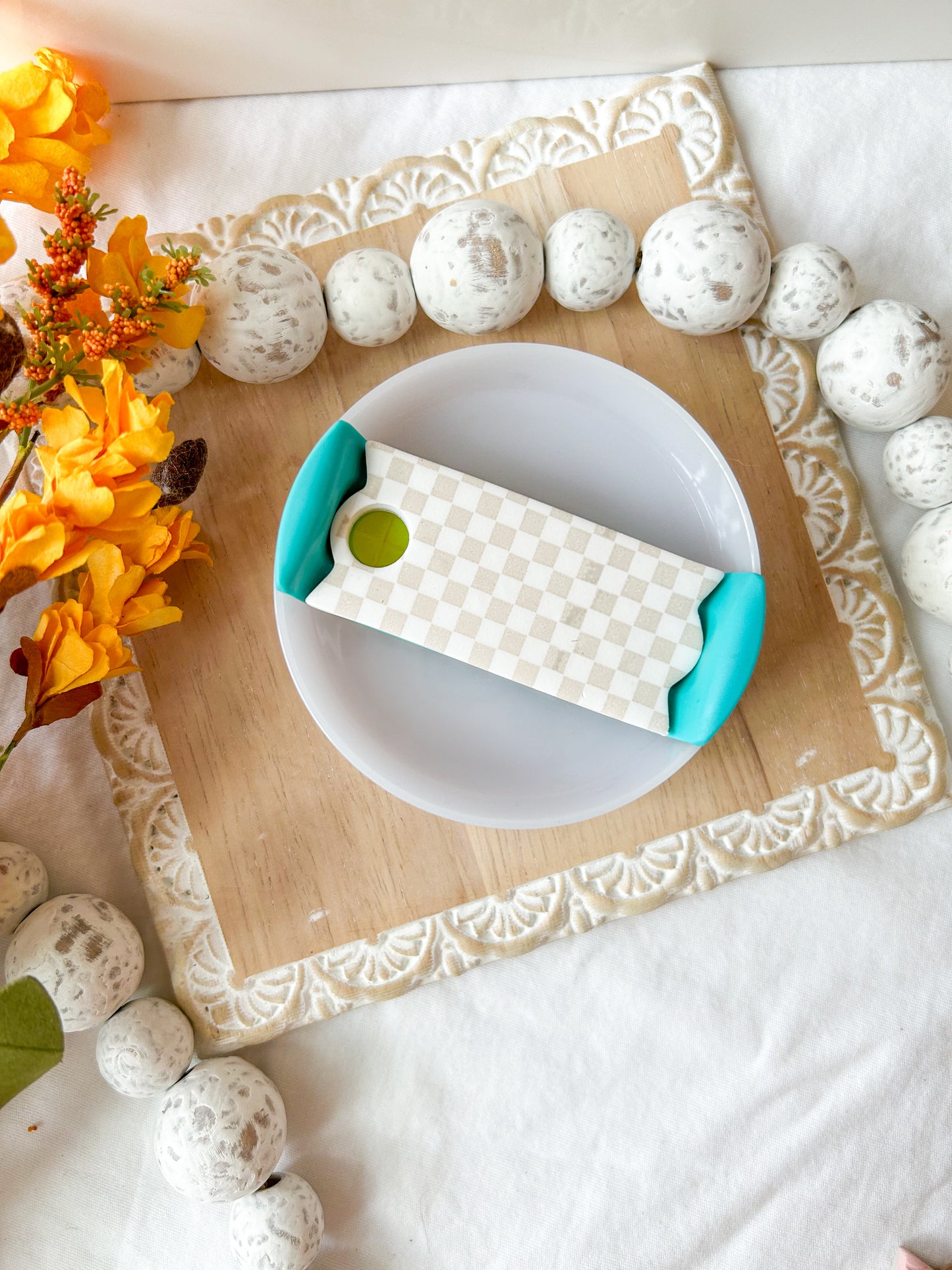 Two-Toned Boho Checkered Stanley Topper