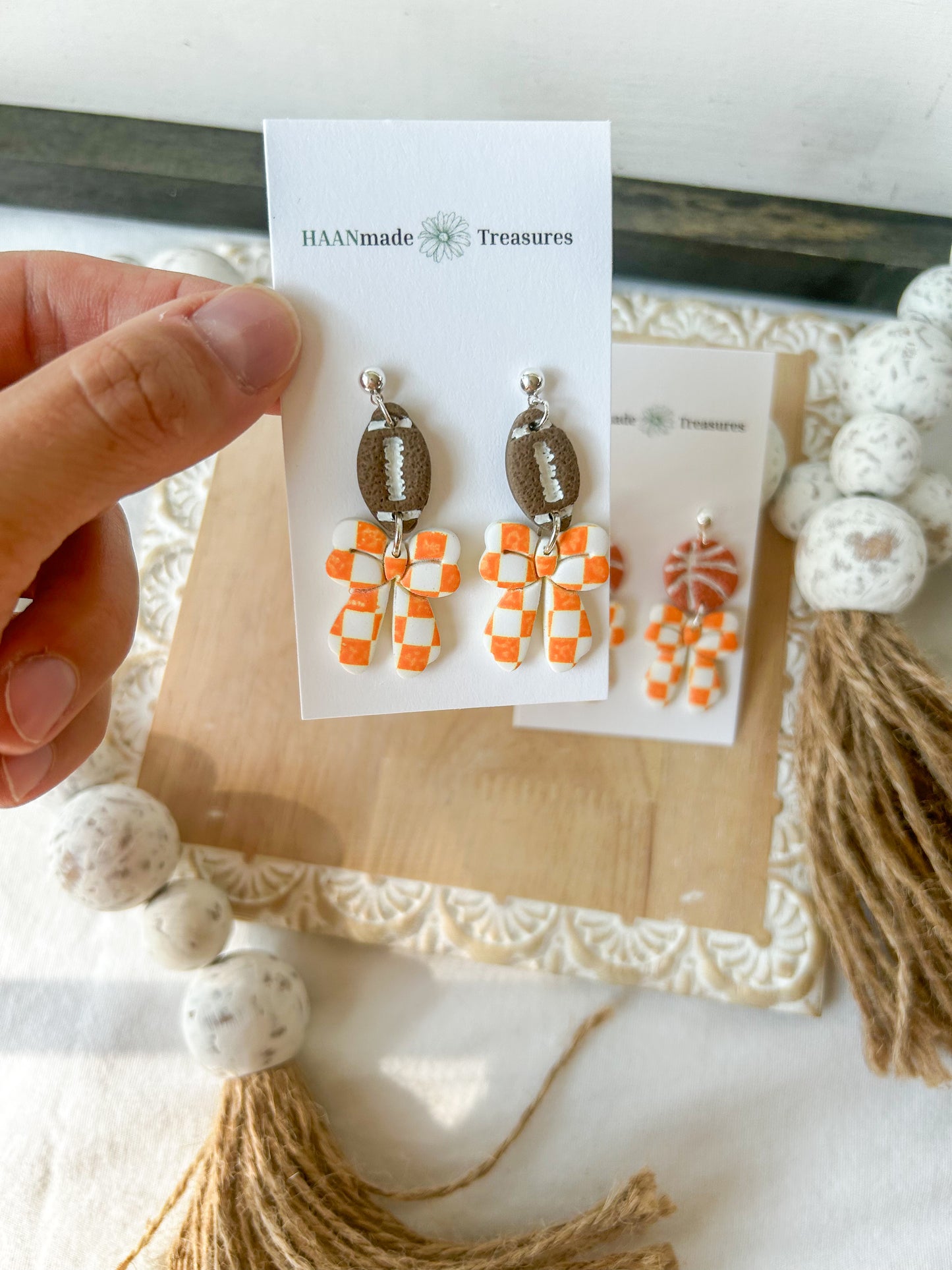 Bright Orange Bow Earrings
