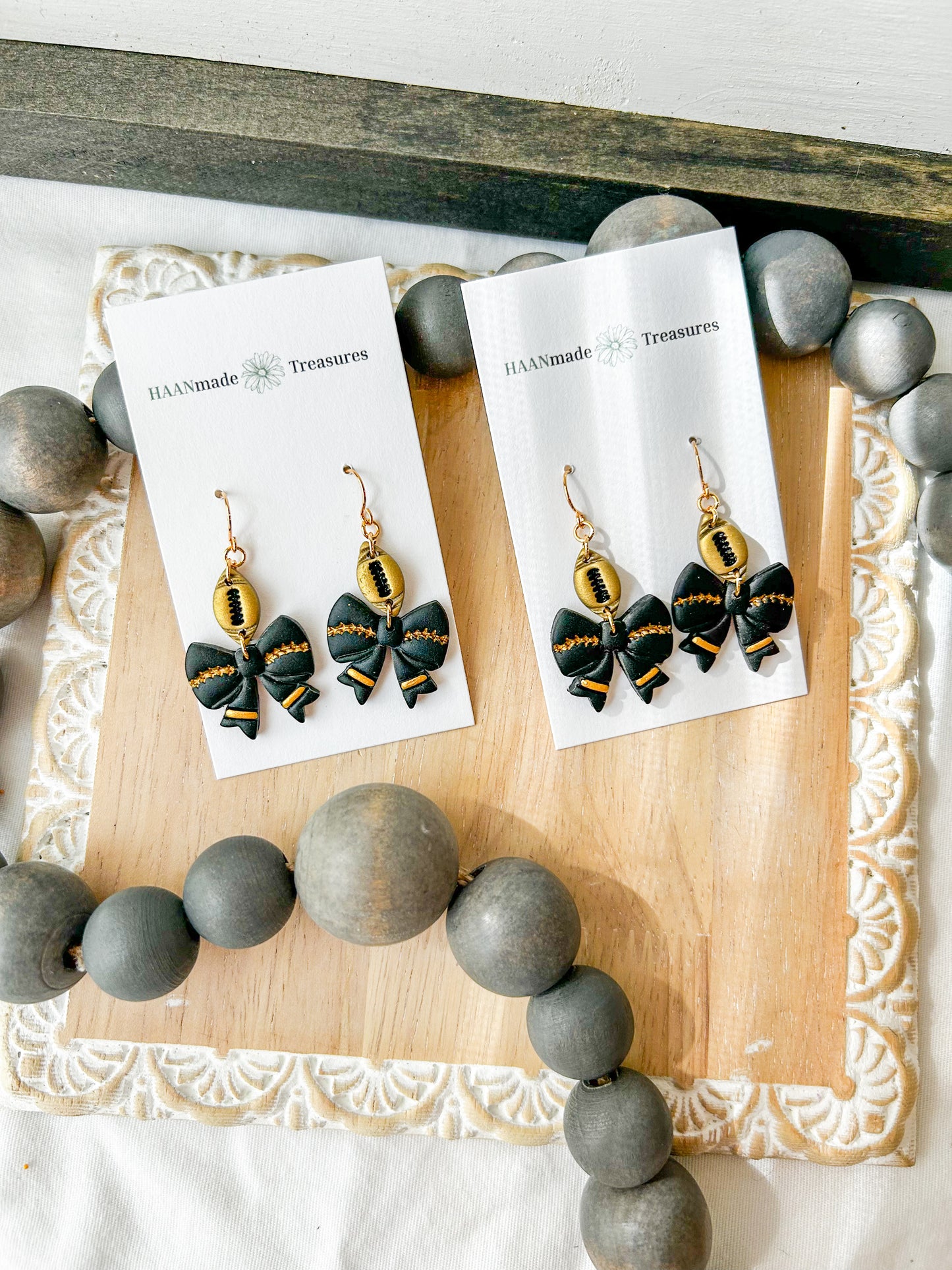 Black and Gold Football Bows