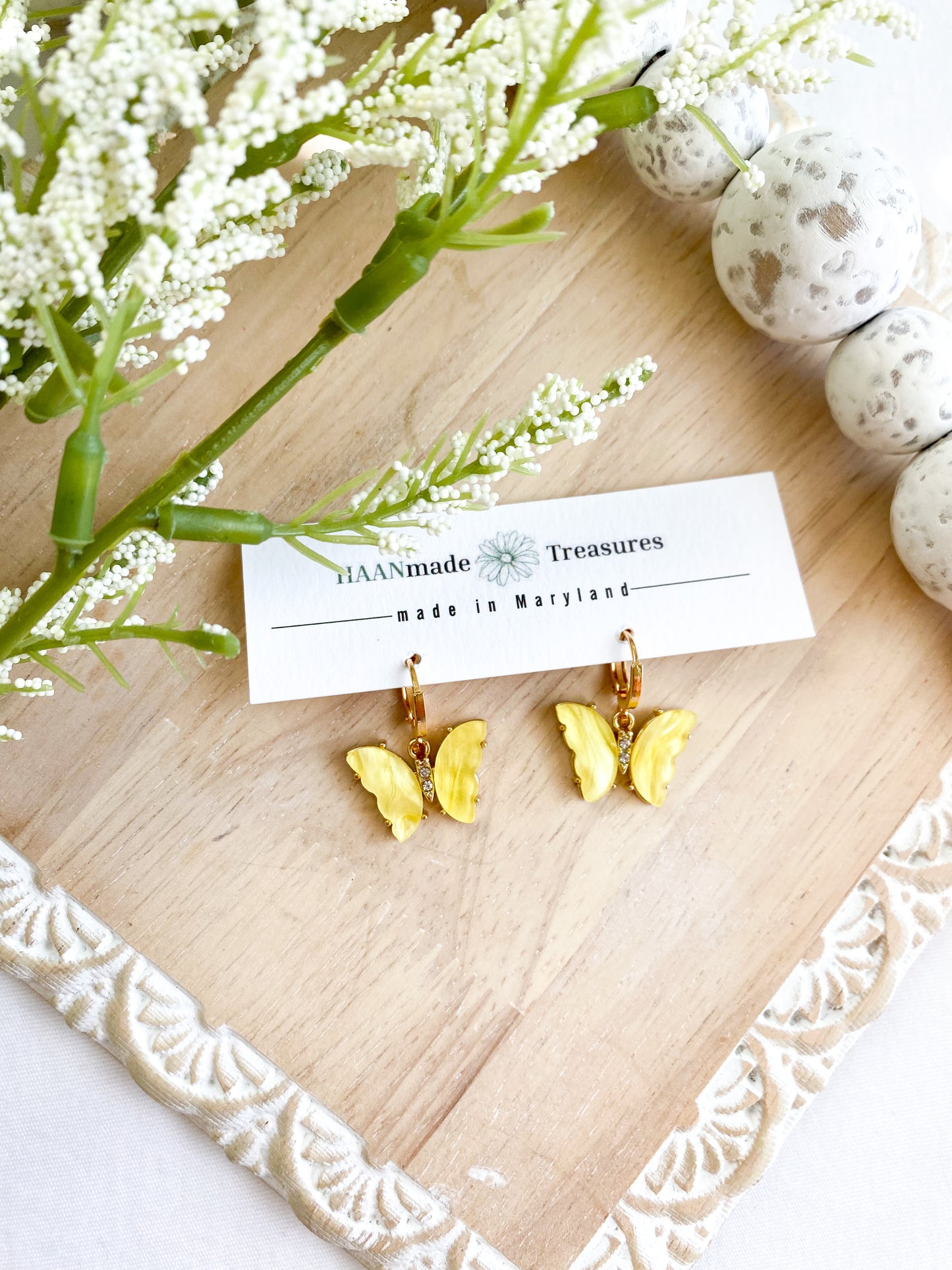 Yellow Butterfly Dangles