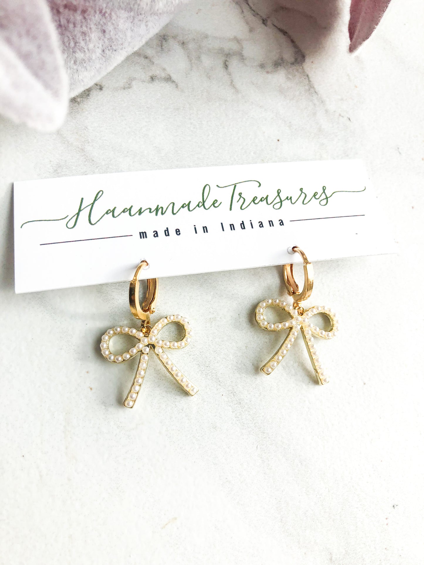 Pearl Bow Small Dangles