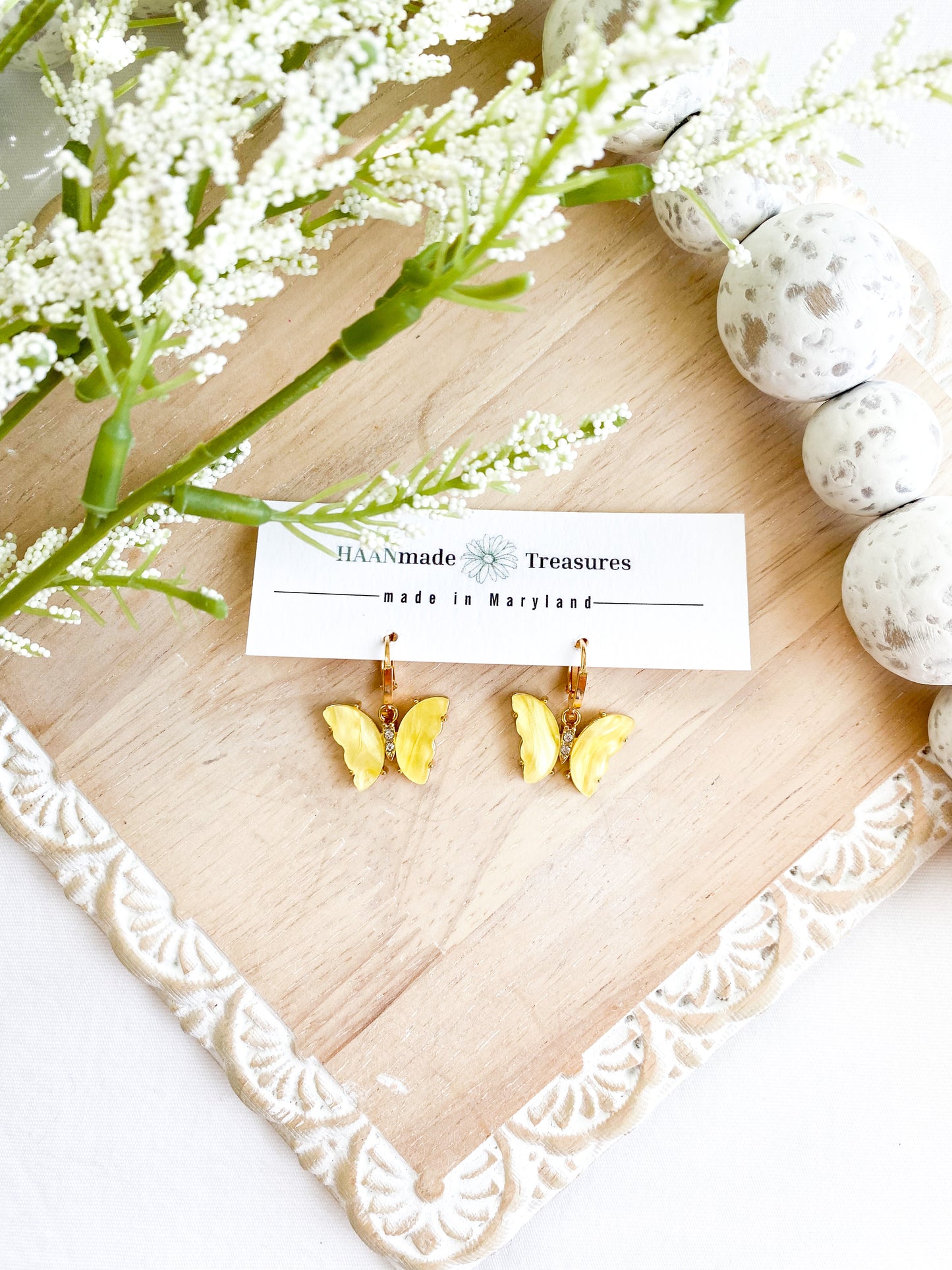 Yellow Butterfly Dangles